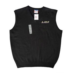 LSU Mens Black Sweater Vest NWT Sz XL Cadre Licensed Made Italy Louisiana State
